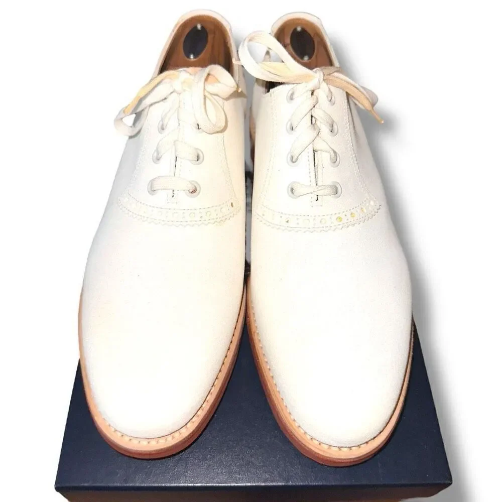 Ralph Lauren Purple Label Durham Buck Oxfords in Ivory Suede Men’s Sz 11